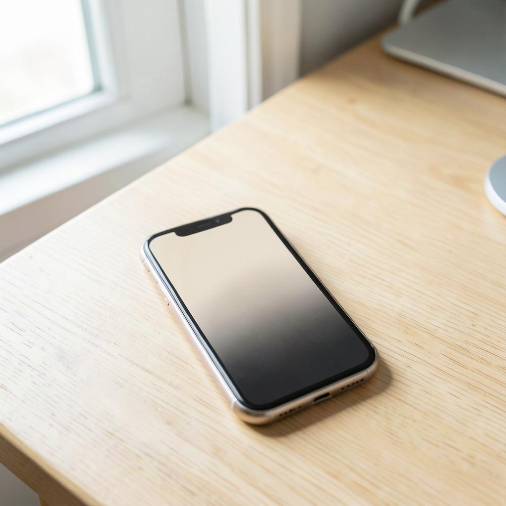 Marketing Design: Smartphone auf einem hellen Holztisch